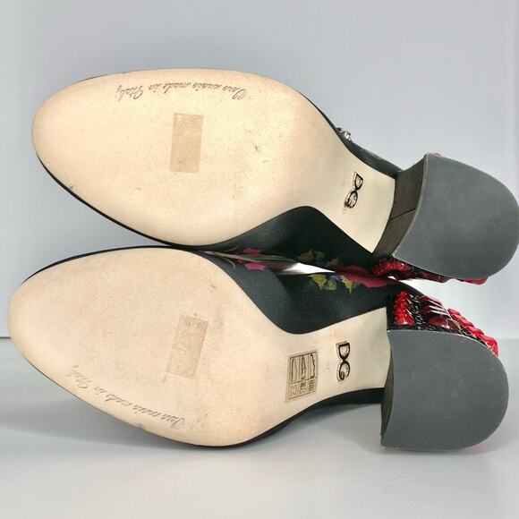 NIB Dolce & Gabbana Crystal Embellished Floral Maryjane Sock Boots 37 - Picture 8 of 11